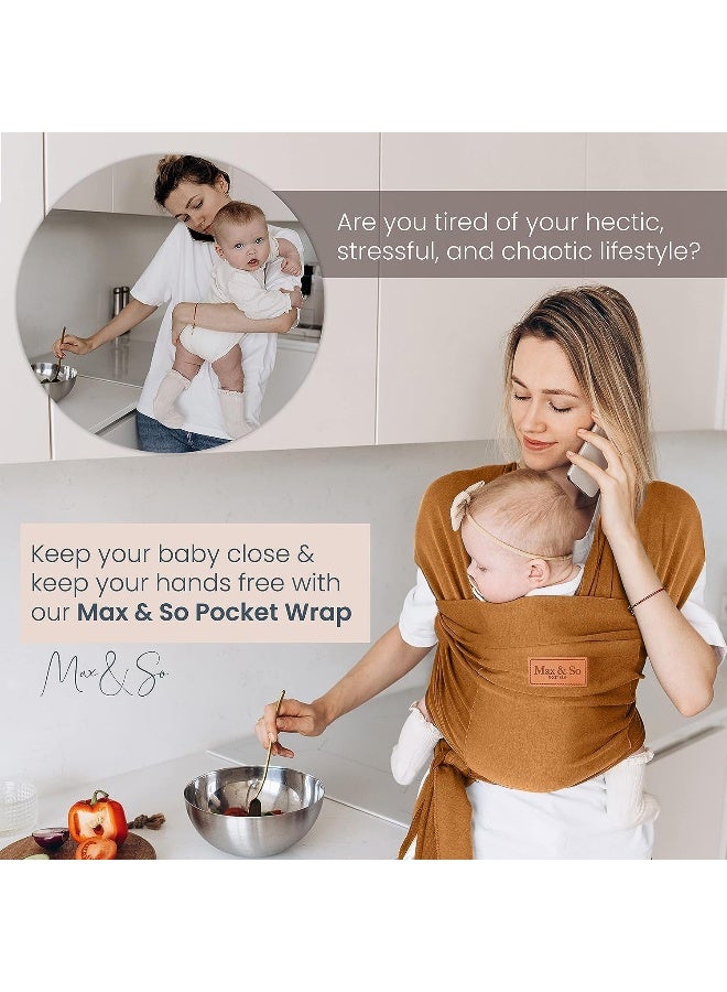 Max&So Baby Wrap Carrier - Premium Cotton Baby Carrier Wrap for Newborn to Toddler- Infant Carrier- Baby Holder One Size Fits All with Front Pocket by Max&so - Image 2